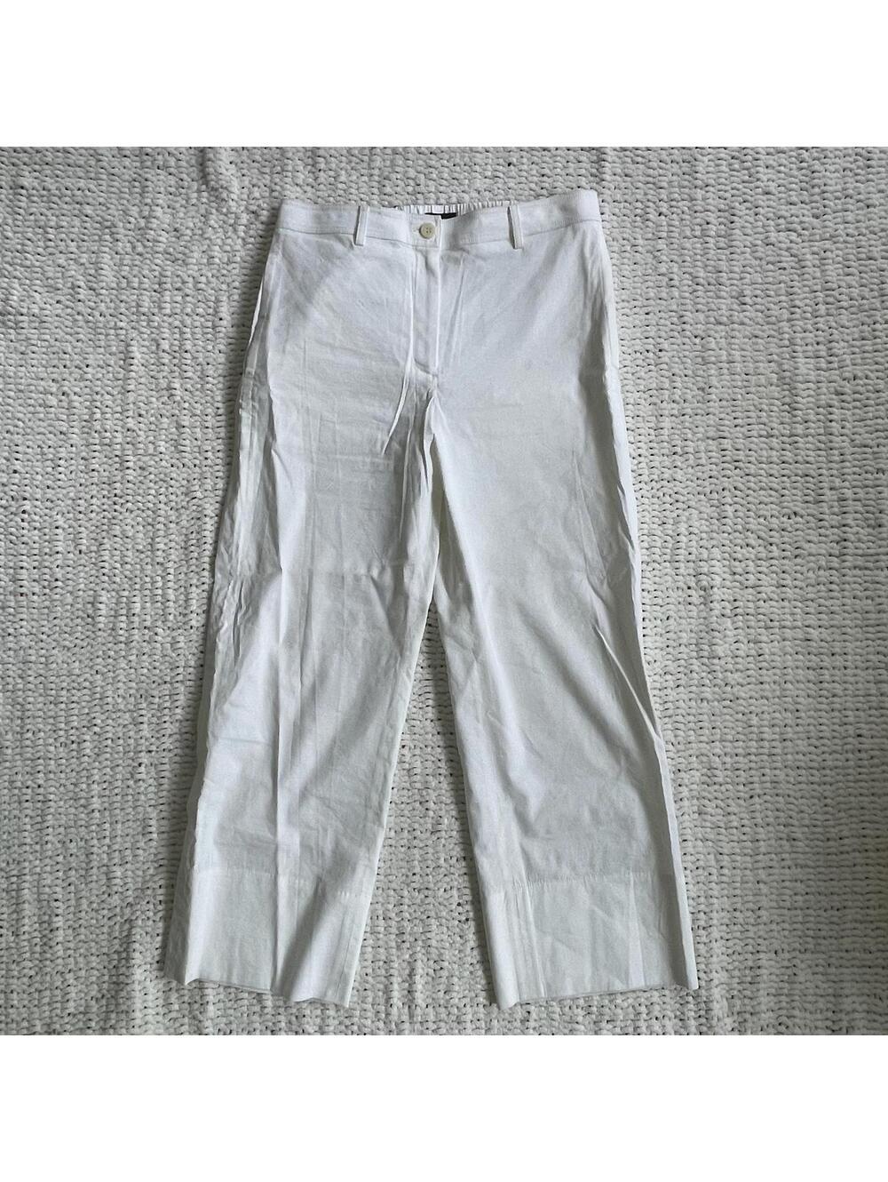 Theory Women's Linen Blend White Wide Leg Pants - Size 4